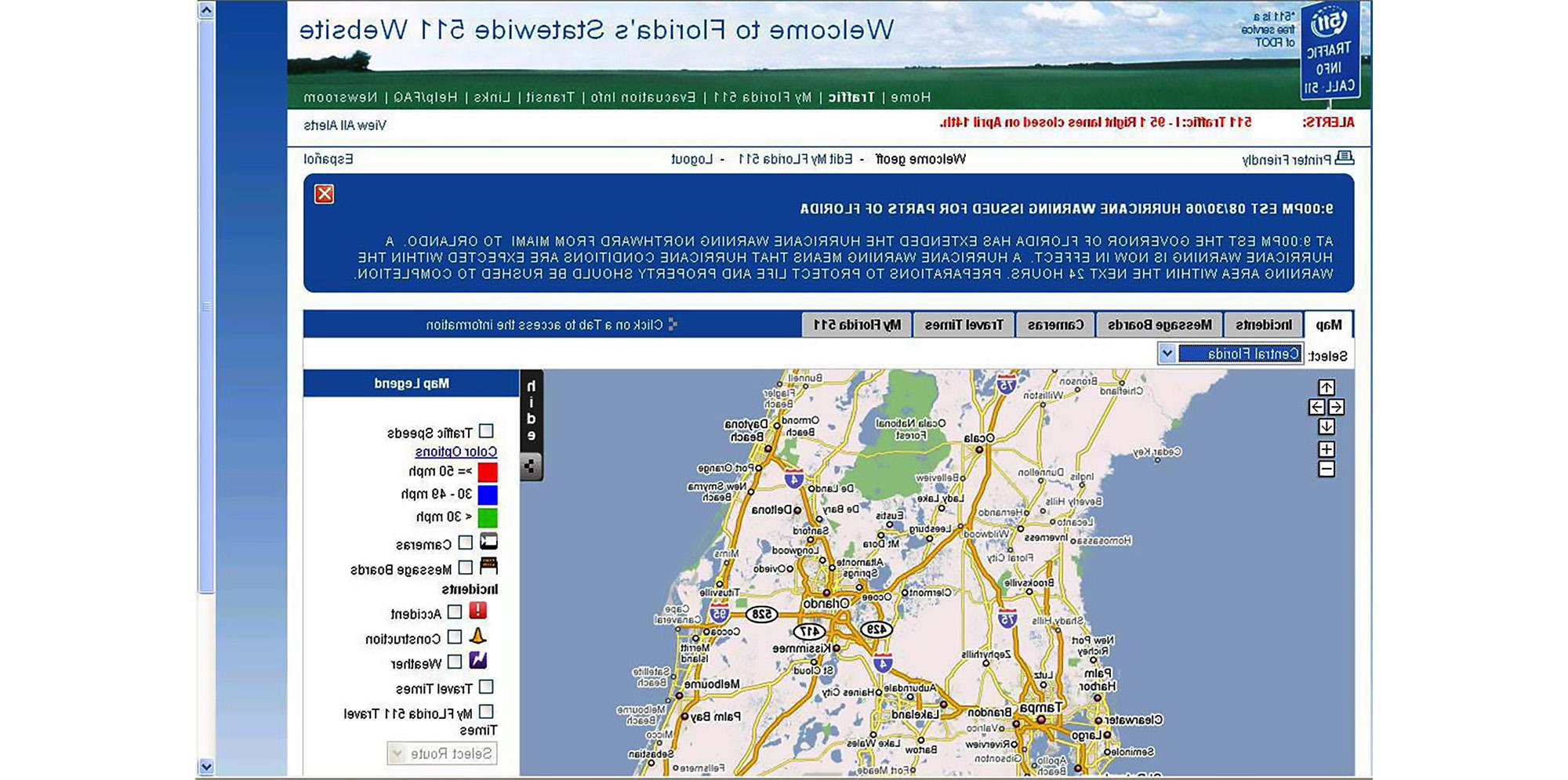 佛罗里达511地图截图. 有关全文，请下载下面的项目PDF.